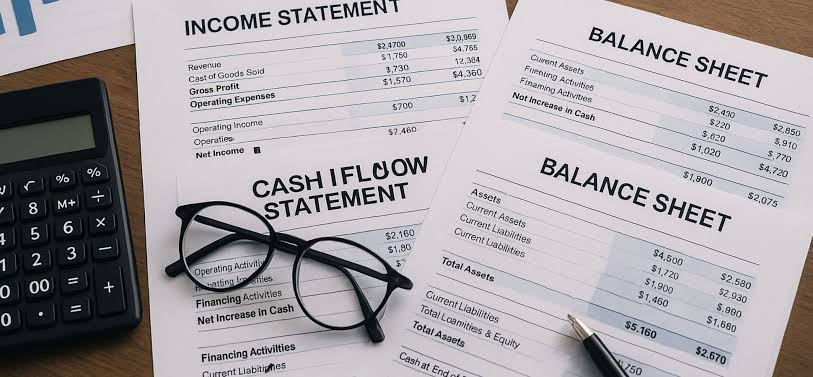 Financial documents and clean currency layout